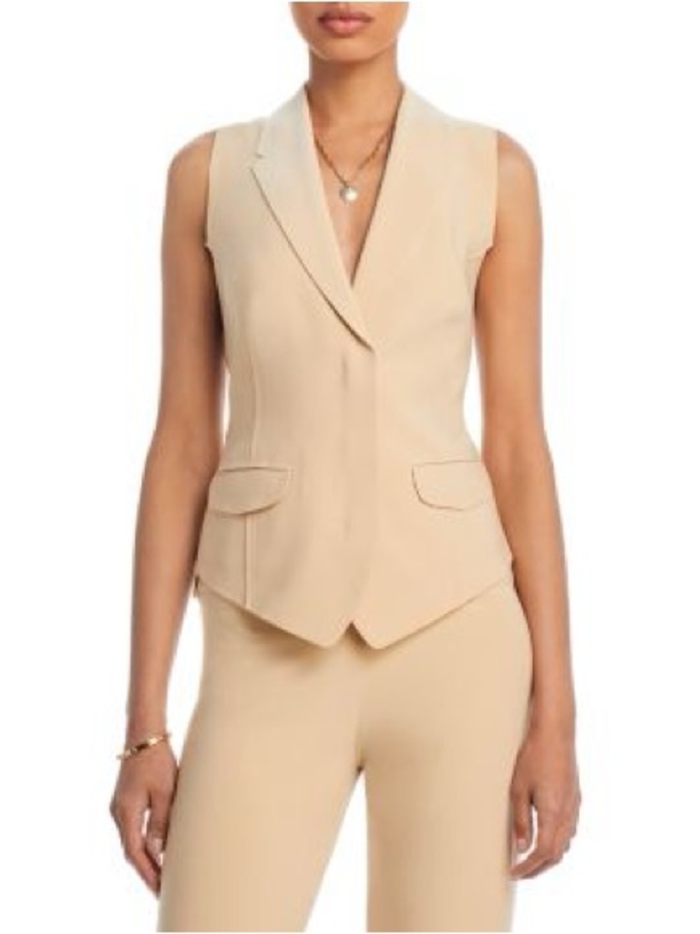 Norma Kamali Vest with Lapel in Con Leche Size Extra Small